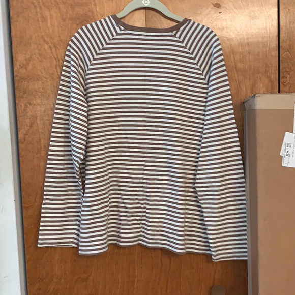 Karen Scott brown stripe long sleeve top, size XL - Picture 3 of 3